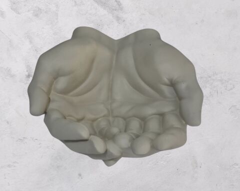 Avuç İçi El Sanatı Dekoratif Tabak 15x15 cm Gri