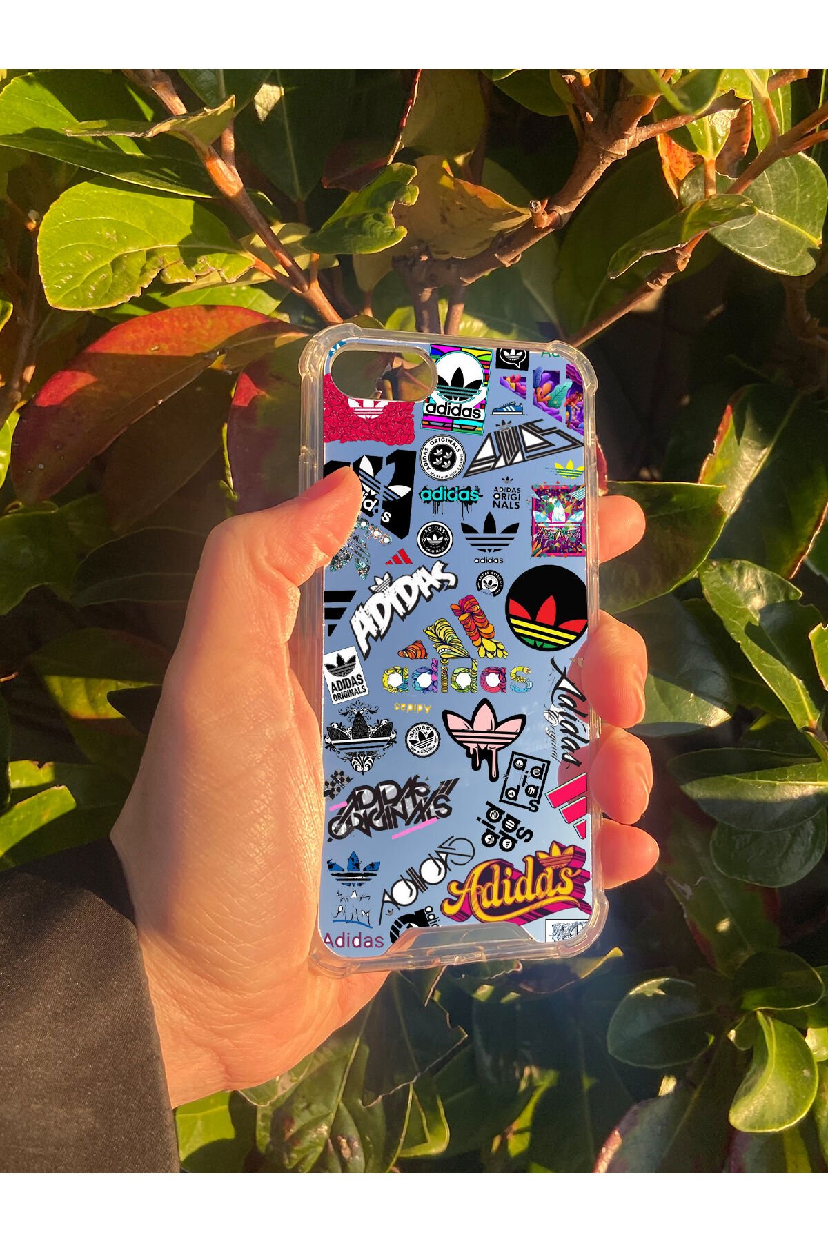 İphone 7 Uyumlu Aynalı Adidas Desenli Darbe Kamera Korumalı Silikon Telefon Kılıfı