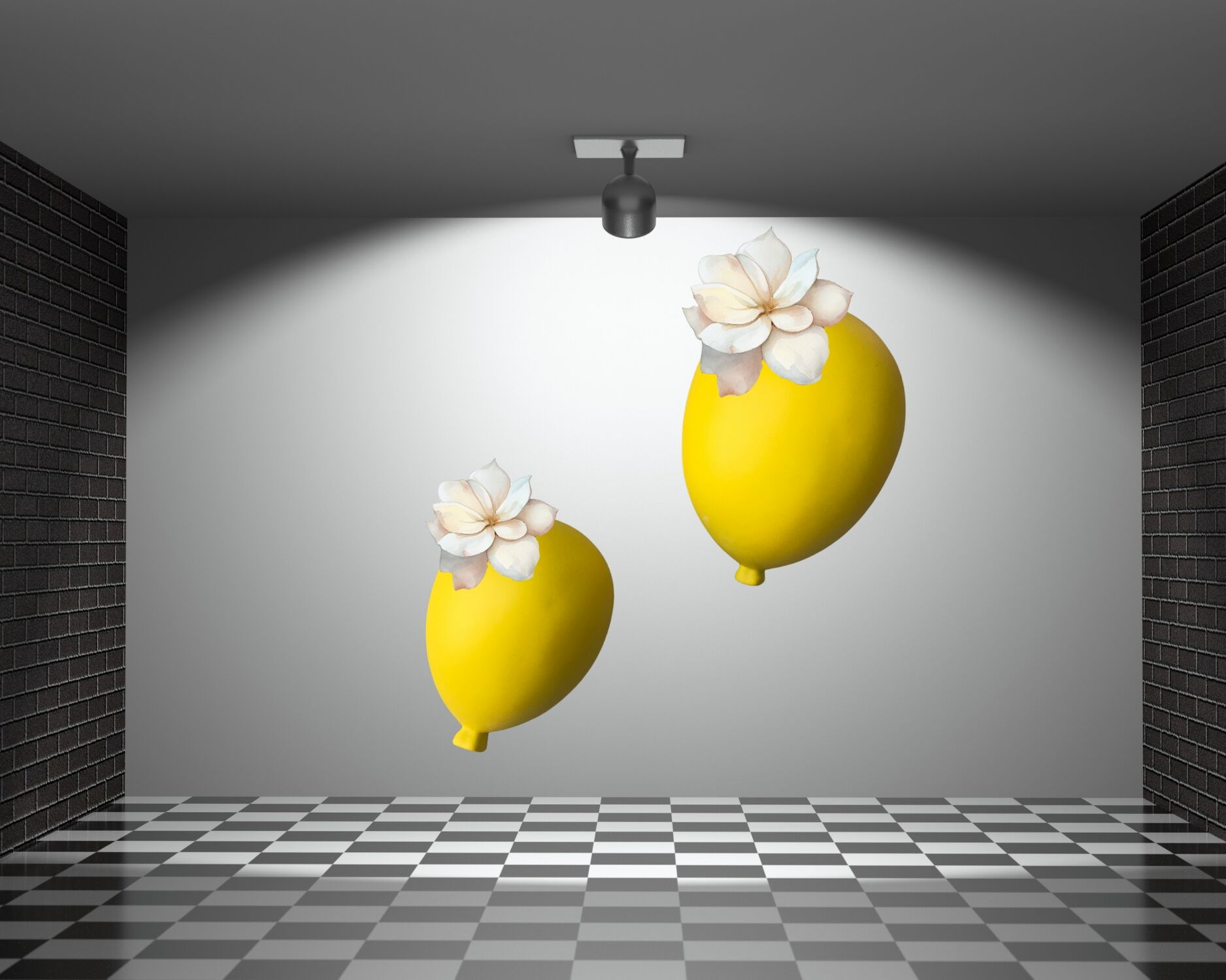 Duvar Dekorasyon Balon Bahçe 1 Büyük 1 Küçük Boy 2’li Sarı