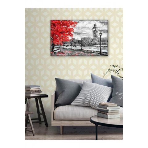 Kanvas Tablo Nostaljik Kırmızı Ağaç - 70 x 100 cm