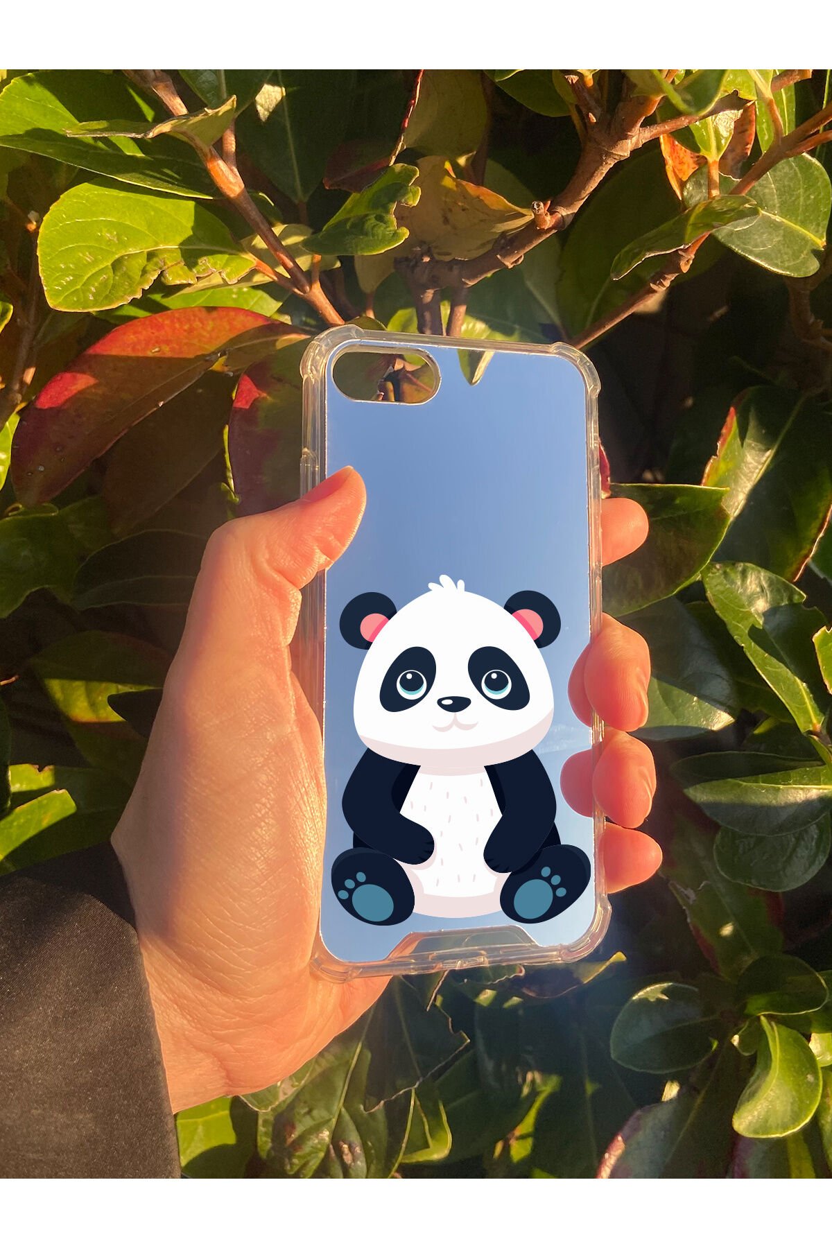 İphone 7 Uyumlu Aynalı Poncik Desenli Darbe Kamera Korumalı Silikon Telefon Kılıfı