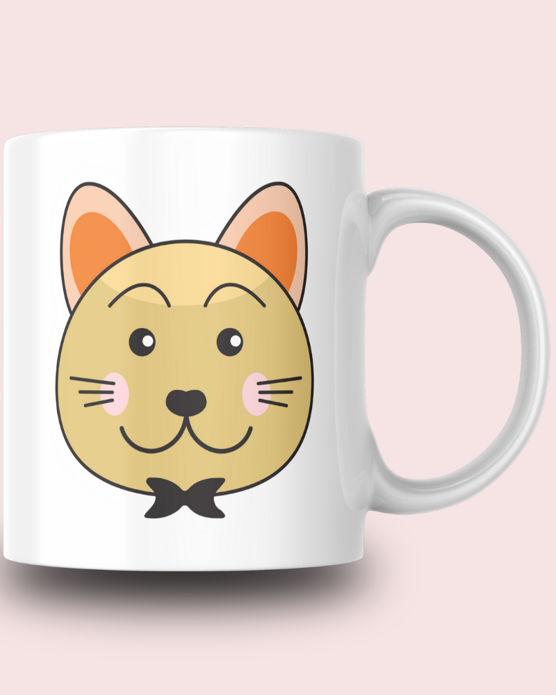 Sevimli Minimalist Hayvan Karikatürlü Tasarım Seramik 350 Ml Kupa Bardak