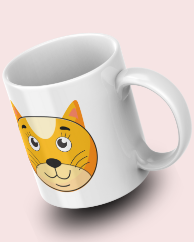Sevimli Minimalist Hayvan Karikatürlü Tasarım Seramik 350 Ml Kupa Bardak