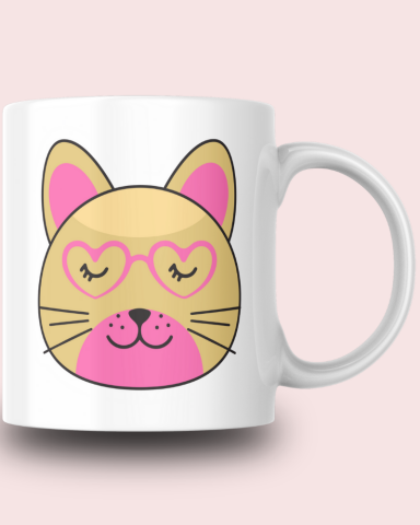 Sevimli Minimalist Hayvan Karikatürlü Tasarım Seramik 350 Ml Kupa Bardak
