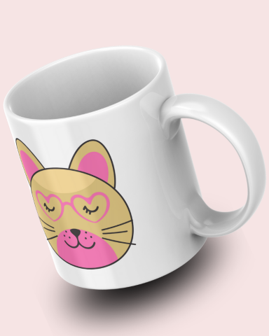 Sevimli Minimalist Hayvan Karikatürlü Tasarım Seramik 350 Ml Kupa Bardak