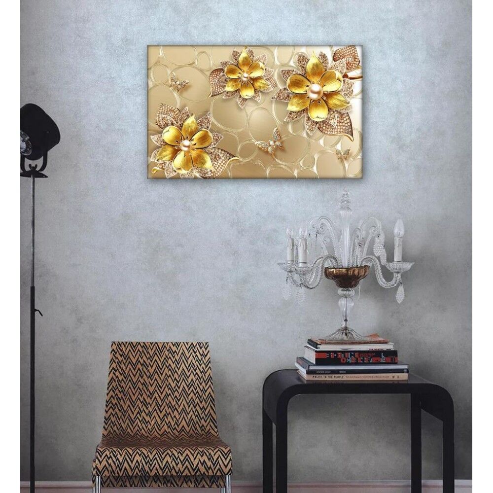 Kanvas Tablo Sanatsal Çiçek Su - 70 x 100 cm