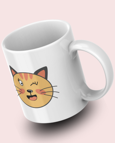 Sevimli Minimalist Hayvan Karikatürlü Tasarım Seramik 350 Ml Kupa Bardak