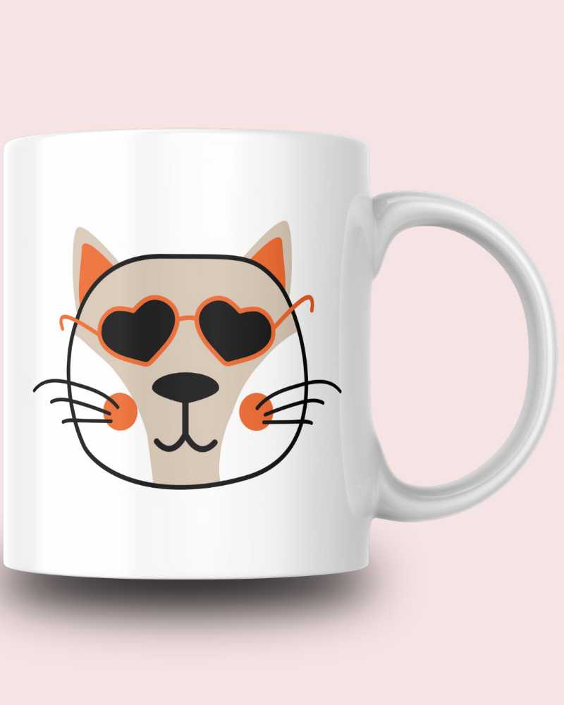 Sevimli Minimalist Hayvan Karikatürlü Tasarım Seramik 350 Ml Kupa Bardak