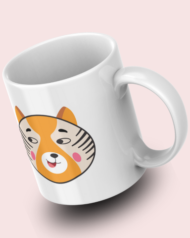 Sevimli Minimalist Hayvan Karikatürlü Tasarım Seramik 350 Ml Kupa Bardak