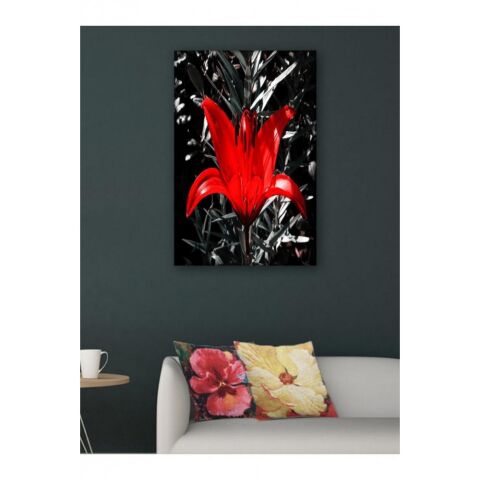 Kanvas Tablo Siyah Kırmızı Çiçek - 70 x 100 cm