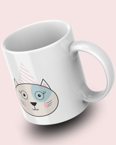 Sevimli Minimalist Hayvan Karikatürlü Tasarım Seramik 350 Ml Kupa Bardak