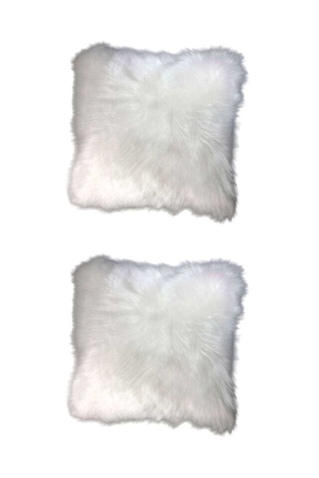 2 Adet Uzun Tüylü Peluş Lüks Salon Kırlent Minder Kılıf 52x52 S2