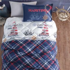Ranforce 100% Pamuk  Tek Kişilik Uyku Seti Maritime Lacivert