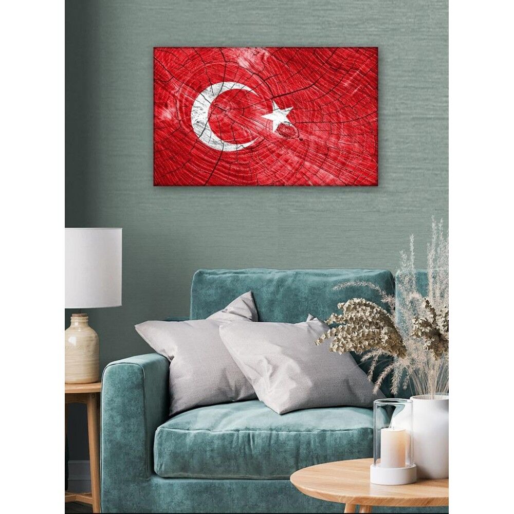 Kanvas Tablo Türk Bayrağı (Bir Hilal Uğruna Ya Rab) - 70 x 100 cm