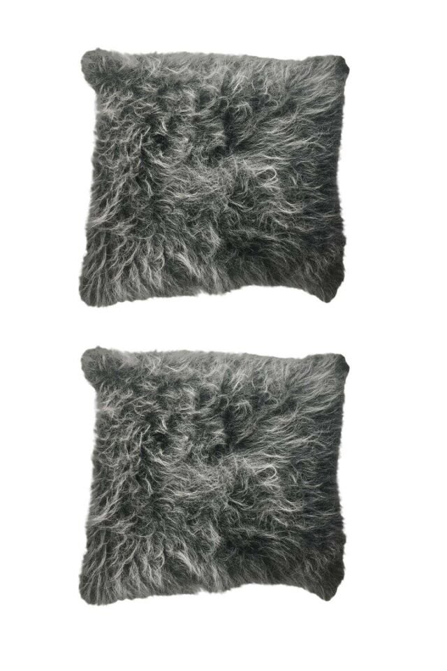 2 Adet Uzun Tüylü Peluş Lüks Salon Kırlent Minder Kılıf 52x52 S4