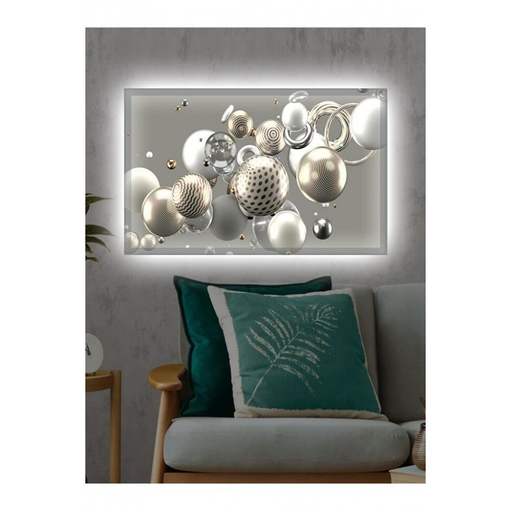 Kanvas Tablo 3D Dekoratif  Beyaz Çiçek Led Işıklı - 70 x 100 cm