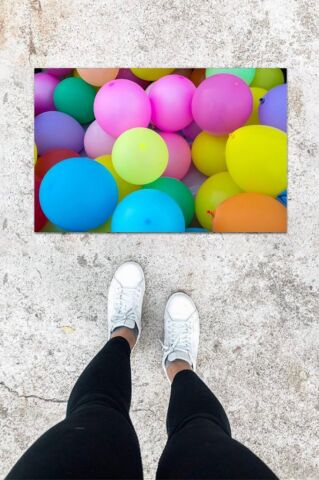 Dijital Baskı Renkli Balon Desen Kapı Önü Paspası K-1015