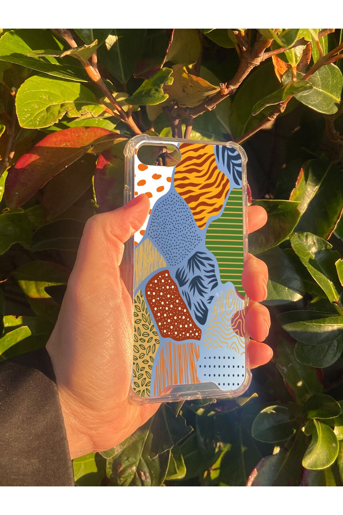 İphone 8 Uyumlu Aynalı Karışık Desenli Darbe Kamera Korumalı Silikon Telefon Kılıfı