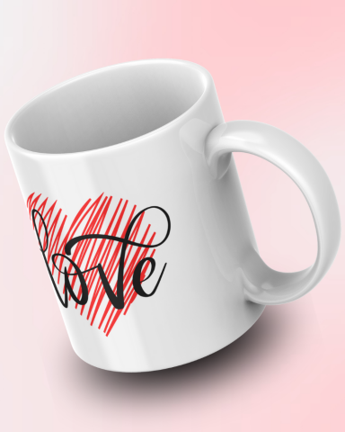 Love Yazılı Tasarım Seramik 350 Ml Kupa Bardak