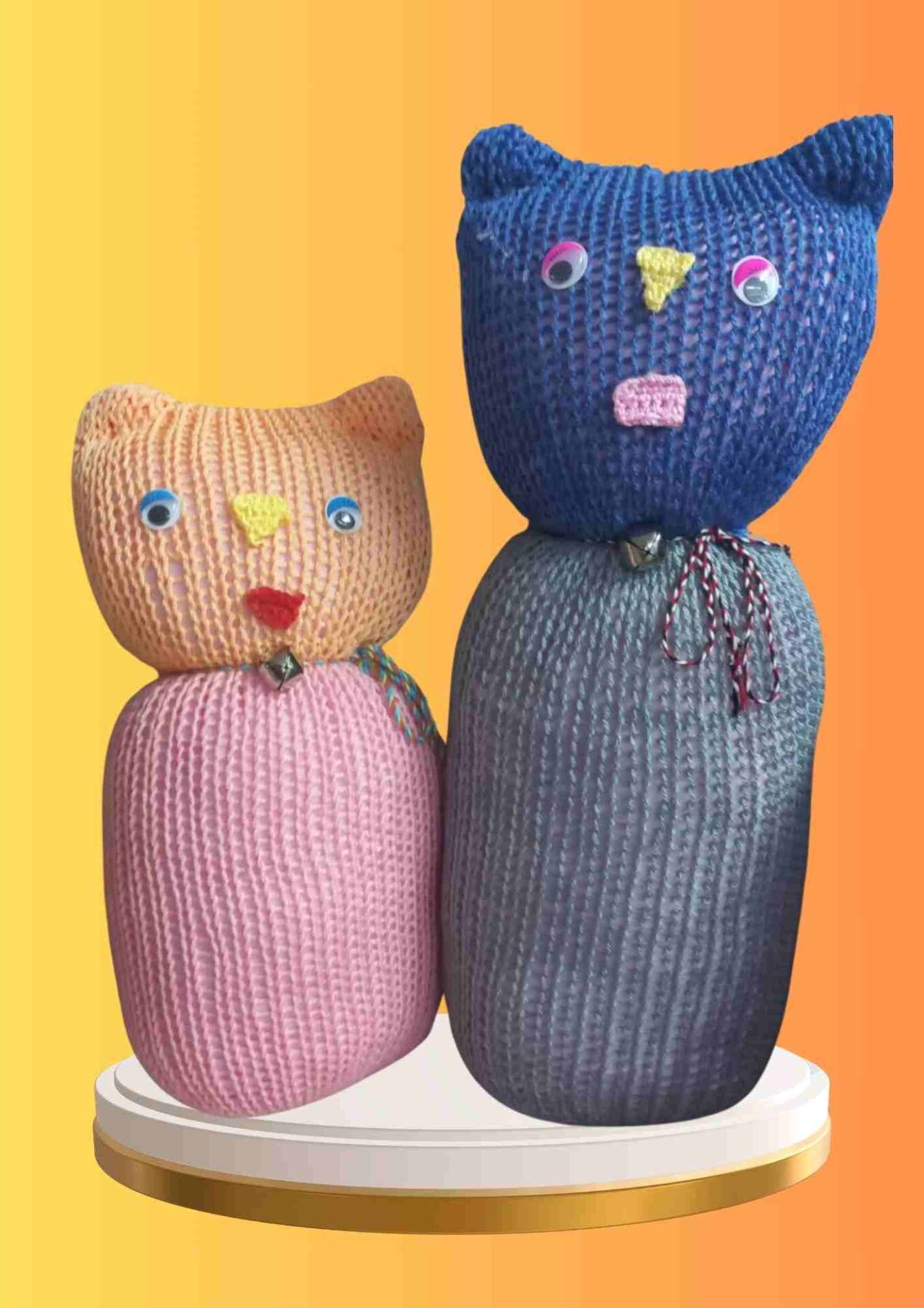 Tıkırık Örgü Yastık Uyku ve Oyun Arkadaşı Şeker&Cingöz - 35 cm-45 cm