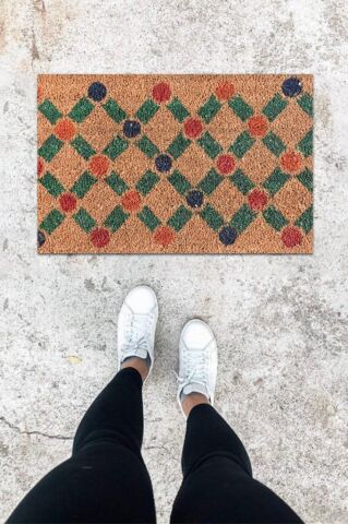 Dijital Baskı Renkli Geometrik Desen Kapı Önü Paspası K-1021