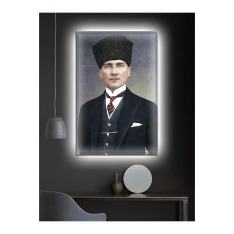 Kanvas Tablo Atatürk (Ofis İşyeriSalon) Led Işıklı - 70 x 100 cm