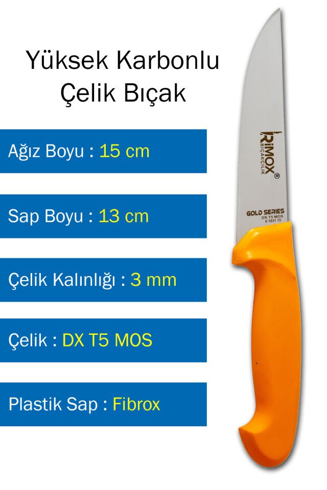Gold Serisi Kasap ve Ev Mutfak Bıçağı Yüksek Karbonlu Çelik Kasap No:1