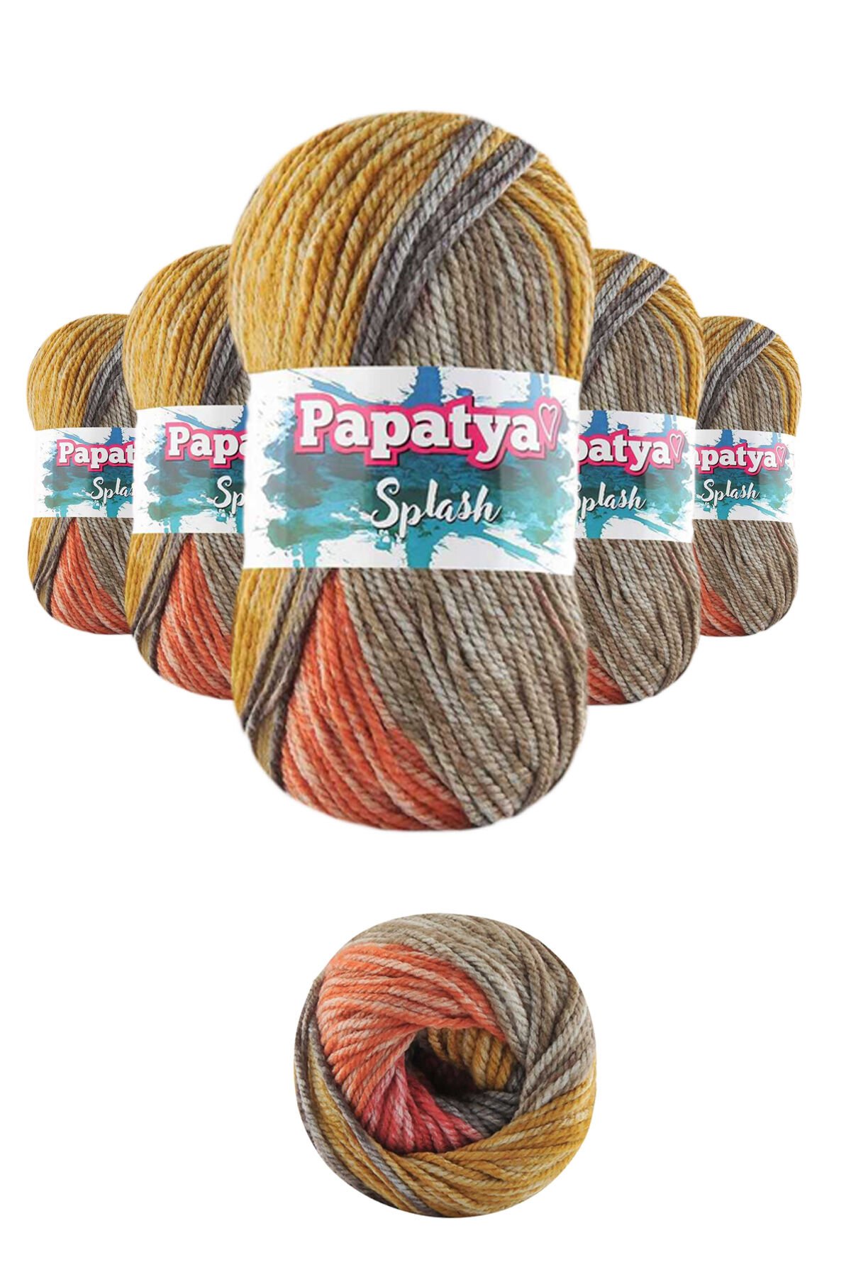 5 Adet Splash Ebruli 100 gr El Örgü İpi Yünü Renk no:06