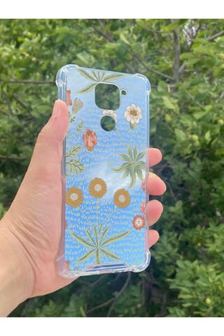 Xiaomi Redmi Note 9 Uyumlu Aynalı Çiçek Desenli Darbe Kamera Korumalı Silikon Telefon Kılıfı