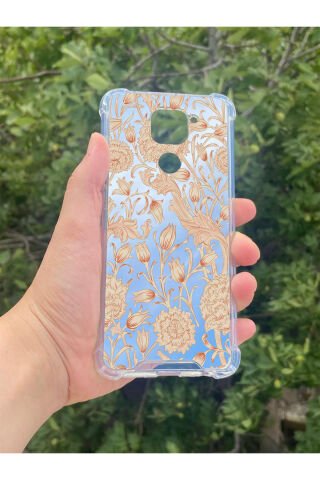 Xiaomi Redmi Note 9 Uyumlu Aynalı Lale Desenli Darbe Kamera Korumalı Silikon Telefon Kılıfı
