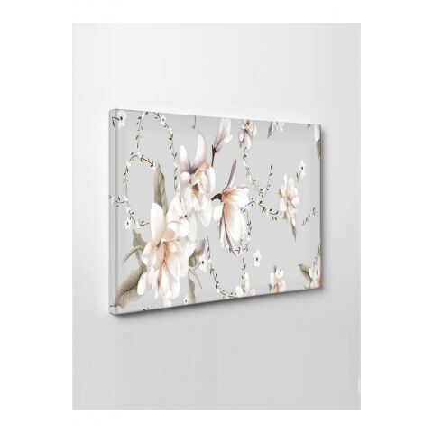 Kanvas Tablo Beyaz Çiçek (Yatak Odası Su) Led Işıklı - 70 x 100 cm