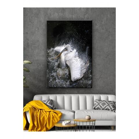 Kanvas Tablo Beyaz Flamingo Dekor Led Işıklı - 70 x 100 cm