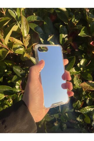 İphone 8 Uyumlu Aynalı Düz Desenli Darbe Kamera Korumalı Silikon Telefon Kılıfı