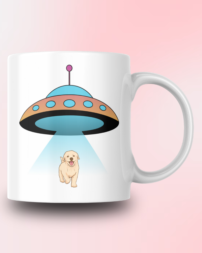 Ufo Altında Yürüyen Köpek Tasarım Seramik 350 Ml Kupa Bardak