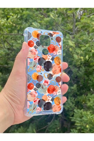 Xiaomi Redmi Note 9 Uyumlu Aynalı Renkli Daire Desenli Darbe Kamera Korumalı Silikon Telefon Kılıfı