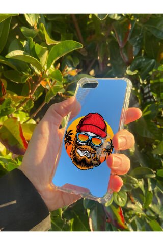 İphone 8 Uyumlu Aynalı Kuru Kafa Desenli Darbe Kamera Korumalı Silikon Telefon Kılıfı
