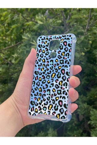 Xiaomi Redmi Note 9 Uyumlu Aynalı Leopar Desenli Darbe Kamera Korumalı Silikon Telefon Kılıfı