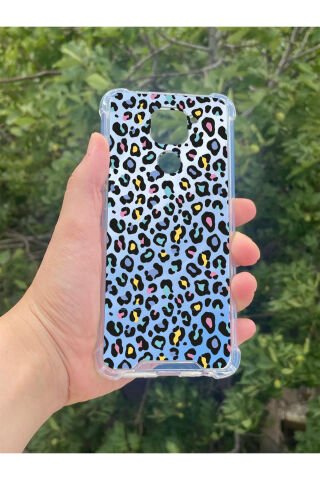 Xiaomi Redmi Note 9 Uyumlu Aynalı Leopar Desenli Darbe Kamera Korumalı Silikon Telefon Kılıfı