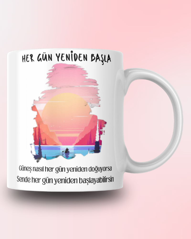 Motivasyon Yazılı Tasarım Seramik 350 Ml Kupa Bardak