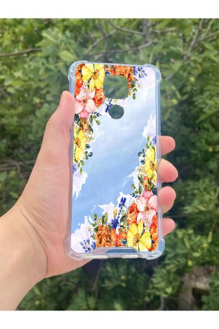 Xiaomi Redmi Note 9 Uyumlu Aynalı Rengarenk Desenli Darbe Kamera Korumalı Silikon Telefon Kılıfı