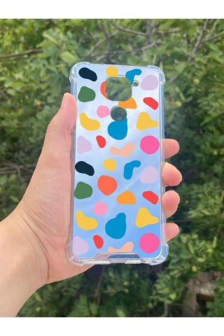 Xiaomi Redmi Note 9 Uyumlu Aynalı Benek Desenli Darbe Kamera Korumalı Silikon Telefon Kılıfı