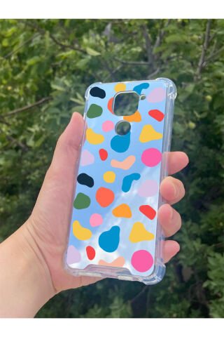 Xiaomi Redmi Note 9 Uyumlu Aynalı Benek Desenli Darbe Kamera Korumalı Silikon Telefon Kılıfı
