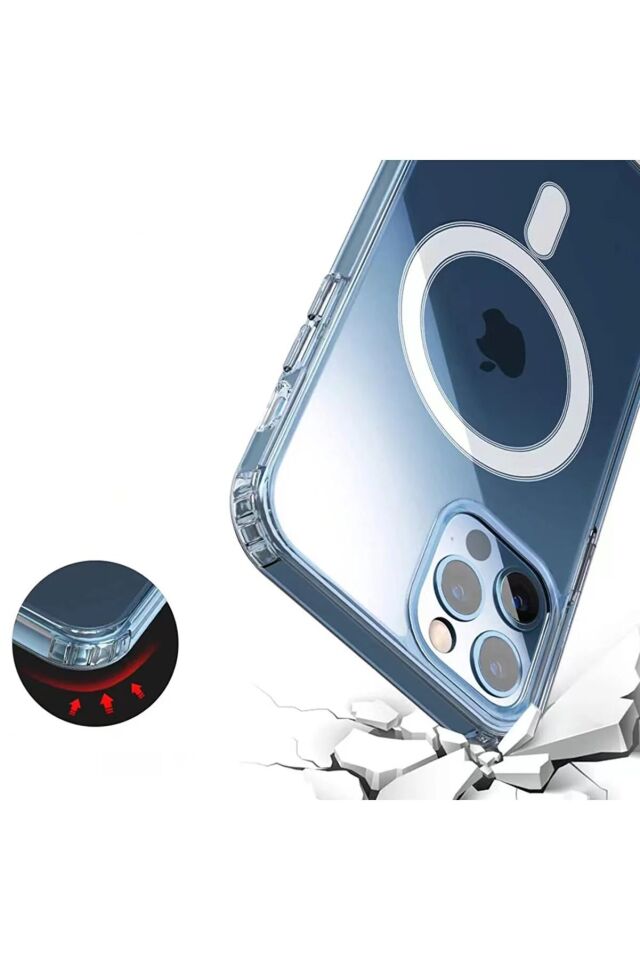 Iphone 11 Pro Kılıf Kamera Lens Korumalı Magsafe Destekli Şeffaf Darbe Emici Sert Kapak