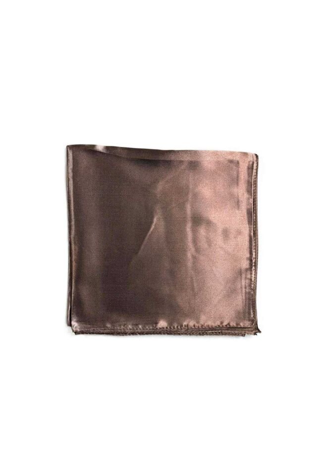Düz Parlak Tesettür Saten Eşarp 90x90 cm Kahverengi
