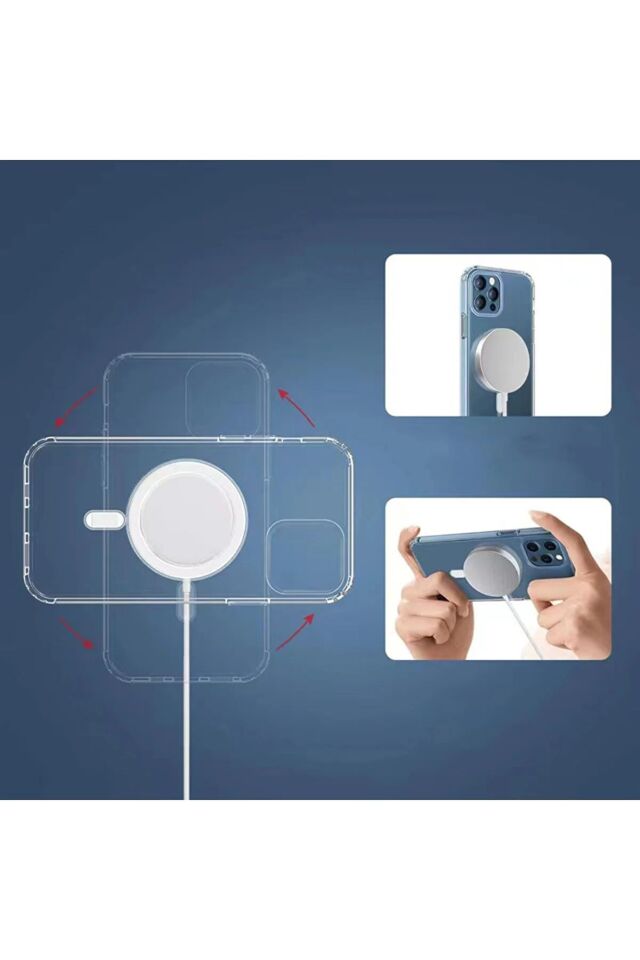 Iphone 11 Pro Max Kılıf Kamera Lens Korumalı Magsafe Destekli Şeffaf Darbe Emici Sert Kapak