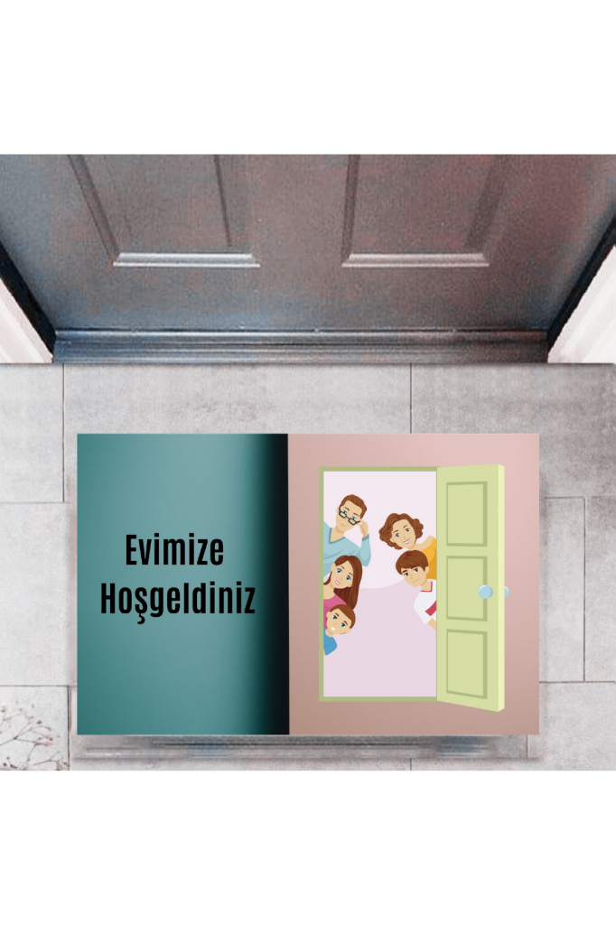 Kapı Önü Paspası Dekoratif Dijital Baskı Evimize Hoşgeldiniz P-2335