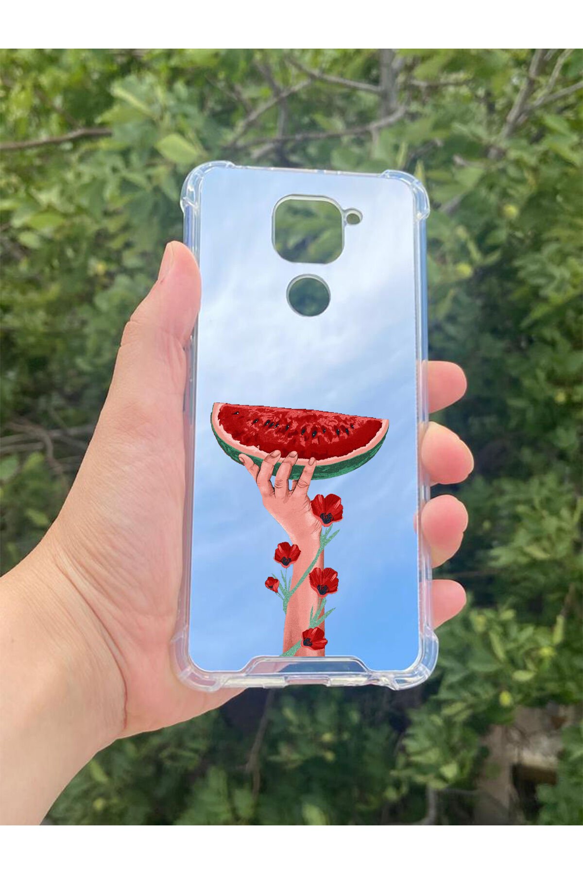 Xiaomi Redmi Note 9 Uyumlu Aynalı Filistin Desenli Darbe Kamera Korumalı Silikon Telefon Kılıfı