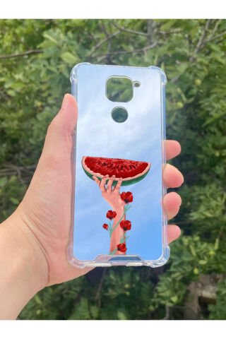 Xiaomi Redmi Note 9 Uyumlu Aynalı Filistin Desenli Darbe Kamera Korumalı Silikon Telefon Kılıfı