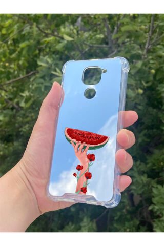 Xiaomi Redmi Note 9 Uyumlu Aynalı Filistin Desenli Darbe Kamera Korumalı Silikon Telefon Kılıfı