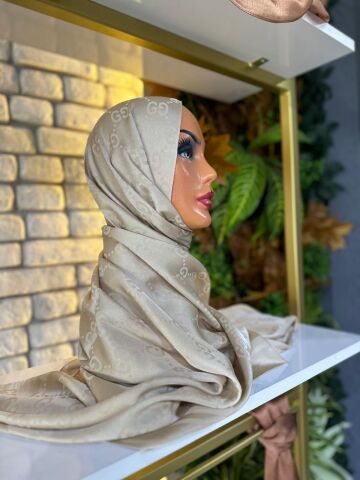 Kadın Şal Jakar Kumaş  75 X 185 cm G Model Krem